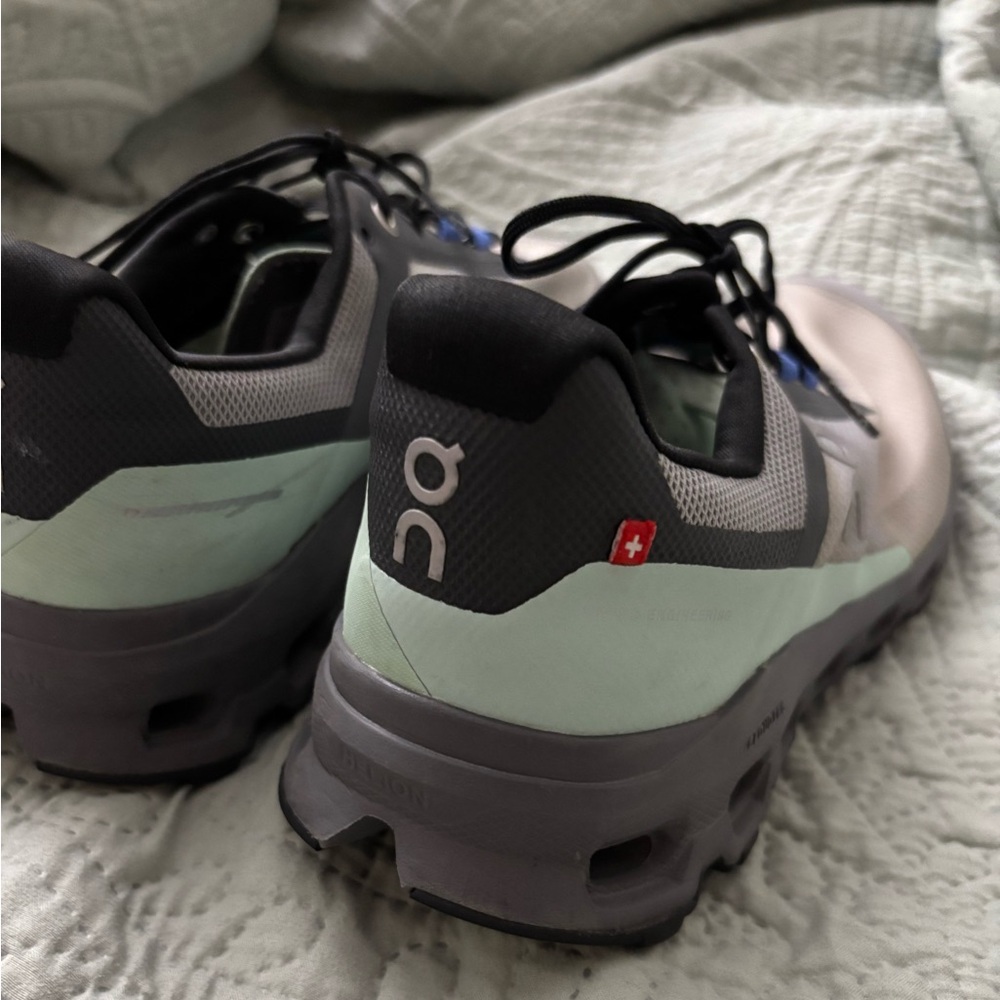 On Running Men's Sneakers - Light Gray, Mint, Black, Blue Accents